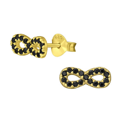 Silver Infinity Ear Studs with Cubic Zirconia