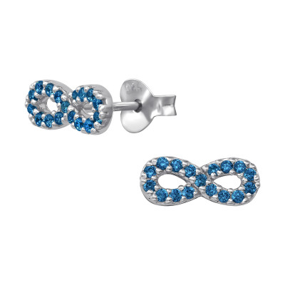 Infinity Sterling Silver Ear Studs with Cubic Zirconia