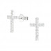 Silver Cross Ear Studs with Cubic Zirconia