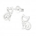 Silver Cat Ear Studs with Cubic Zirconia