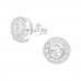 Silver Round Ear Studs with Cubic Zirconia