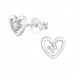 Heart Sterling Silver Ear Studs with Cubic Zirconia