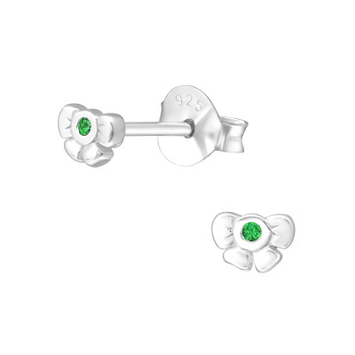 Silver Birthstone Bow Ear Studs with Cubic Zirconia