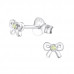 Silver Birthstone Bow Ear Studs with Cubic Zirconia