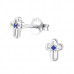 Silver Birthstone Cross Ear Studs with Cubic Zirconia