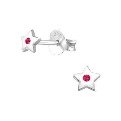 Silver Birthstone Star Ear Studs with Cubic Zirconia