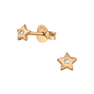 Silver Star Ear Studs with Cubic Zirconia