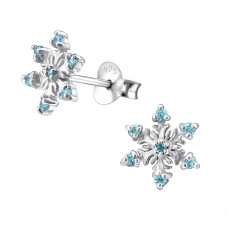 Silver Snowflake Ear Studs with Cubic Zirconia
