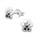 Silver Paw Print Ear Studs with Cubic Zirconia