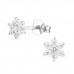 Silver Flower Ear Studs with Cubic Zirconia