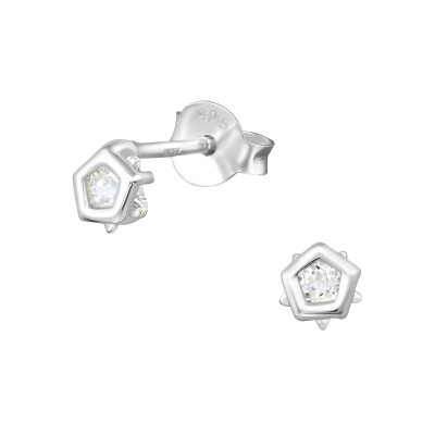 Silver Star Ear Studs with Cubic Zirconia