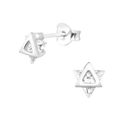 Silver Star Ear Studs with Cubic Zirconia