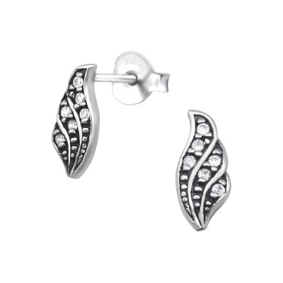 Silver Antique Ear Studs with Cubic Zirconia