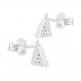 Silver Triangle Ear Studs with Cubic Zirconia