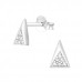 Silver Triangle Ear Studs with Cubic Zirconia