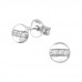 Silver Round Ear Studs with Cubic Zirconia