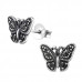 Silver Butterfly Ear Studs with Cubic Zirconia
