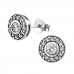 Silver Round Ear Studs with Cubic Zirconia