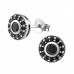 Silver Round Ear Studs with Cubic Zirconia