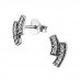 Silver Bars Ear Studs with Cubic Zirconia