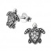 Silver Turtle Ear Studs with Cubic Zirconia