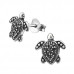 Silver Turtle Ear Studs with Cubic Zirconia