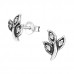 Silver Leaves Ear Studs with Cubic Zirconia