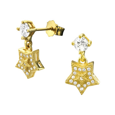 Silver Star Ear Studs with Cubic Zirconia