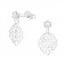 Silver Round Hanging Laser Cut Arabesque Ear Studs with Cubic Zirconia
