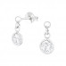 Silver Ear Studs with a Hanging Circle Cubic Zirconia