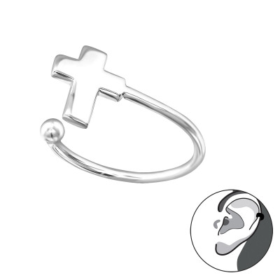 Silver Cross Ear Cuff