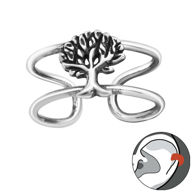 Silver Tree Ear Cuff