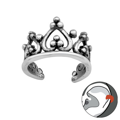 Silver Crown Ear Cuff