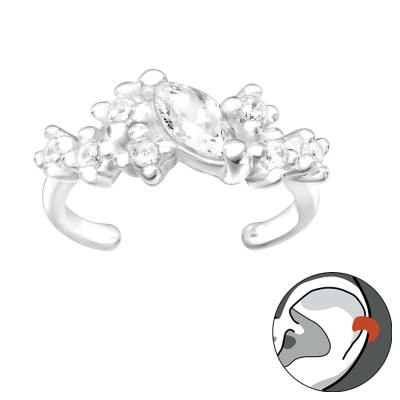 Silver Marquise Ear Cuff with Cubic Zirconia