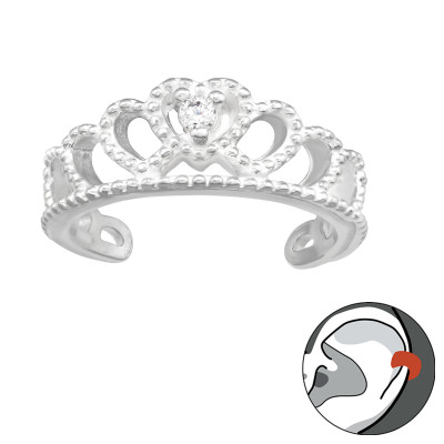 Silver Crown Ear Cuff with Cubic Zirconia