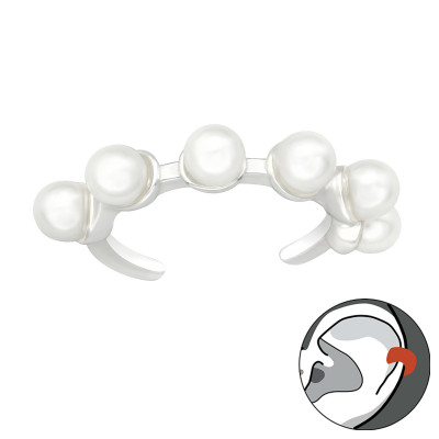 Silver Glass Pearl Ear Cuff