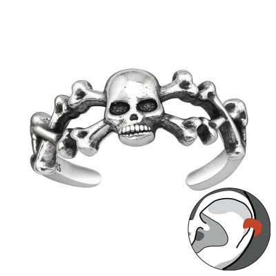 Silver Skull Ear Cuff