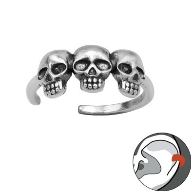 Silver Skull Ear Cuff