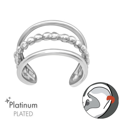 Silver Triple Line Plain Ear Cuff