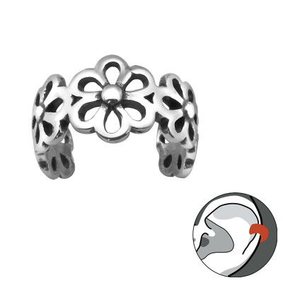 Silver Flower Ear Cuff