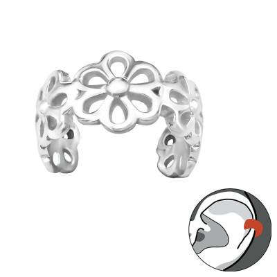 Silver Flower Ear Cuff