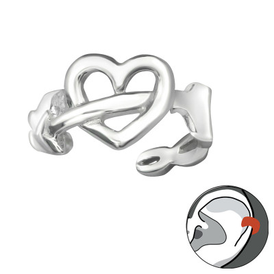 Silver Heart and Arrow Ear Cuff