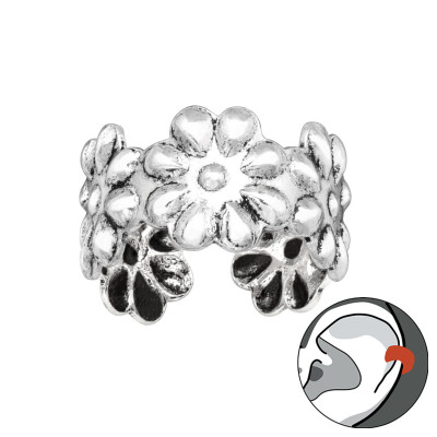 Silver Flower Ear Cuff