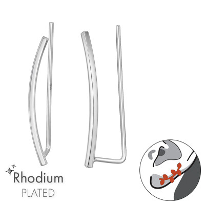 Curved Bar Sterling Silver Ear Pins