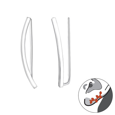 Silver Curved Ear Pin