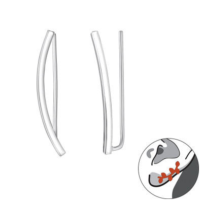 Silver Curved Ear Pin