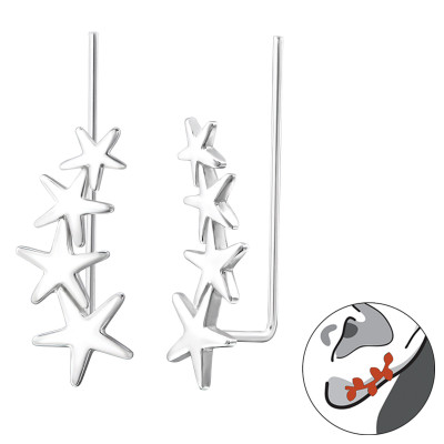 Silver Stars Ear Pin