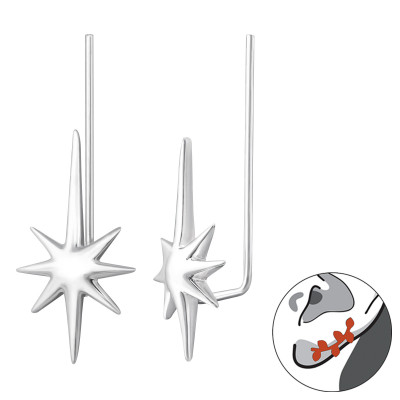 Silver Northern Star Ear Pin