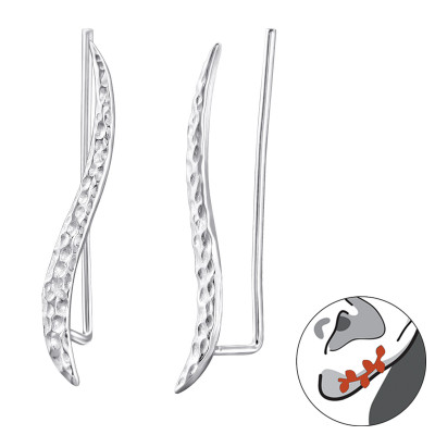 Silver Wave Ear Pin