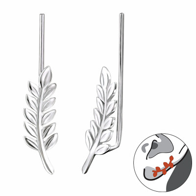 Silver Leaf Ear Pin